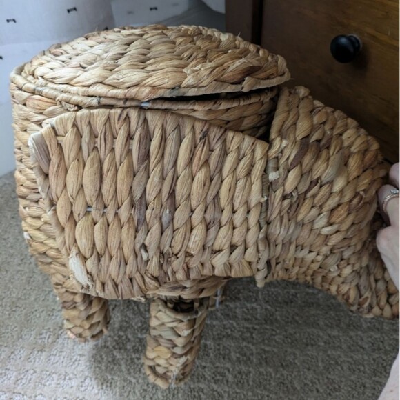 Opalhouse Rattan Elephant Basket Natural - 15.7" x 12.2" retired discontinued - Picture 3 of 7